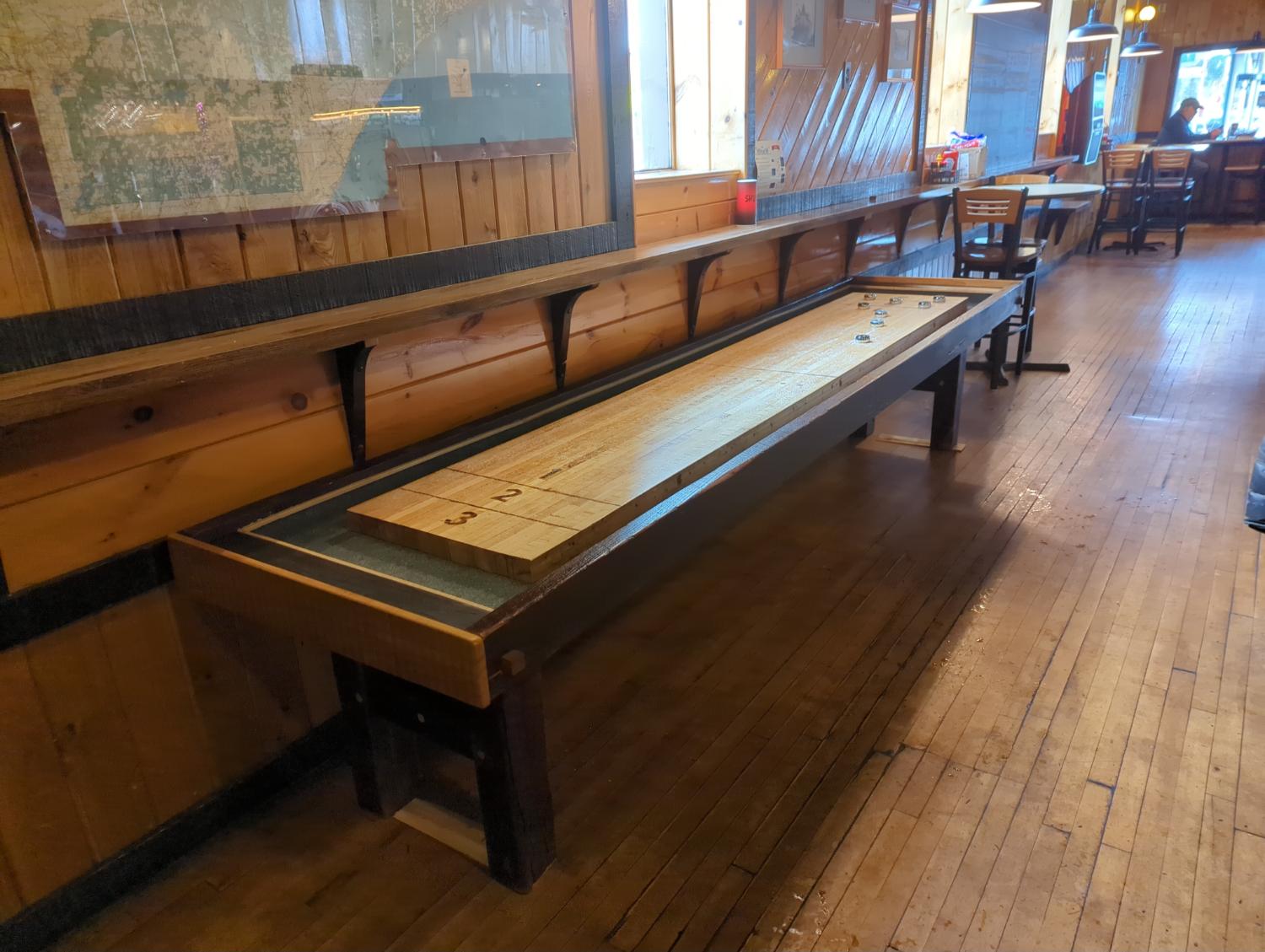 Custom shuffleboard table, completed and installed